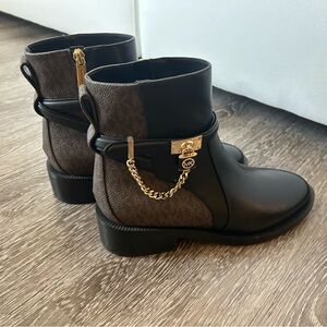 Michael Kors Black & Brown Gold Hardware Boots